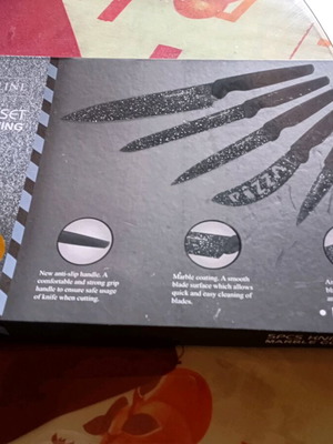 Knife set 5 pieces Swiss with marble coating and ceramic peeler, new