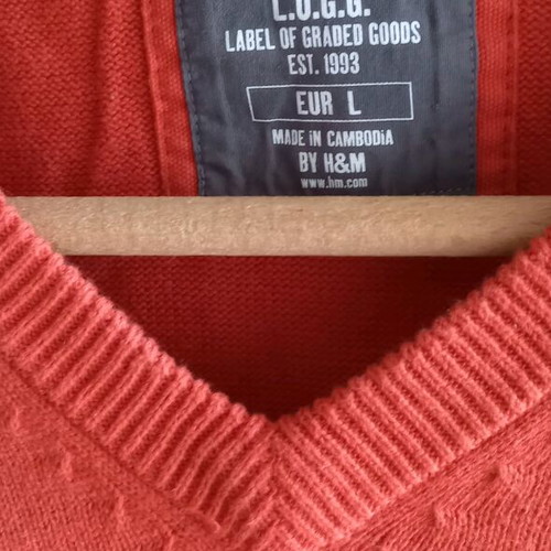 Men's Sweater new, size L, red and orange