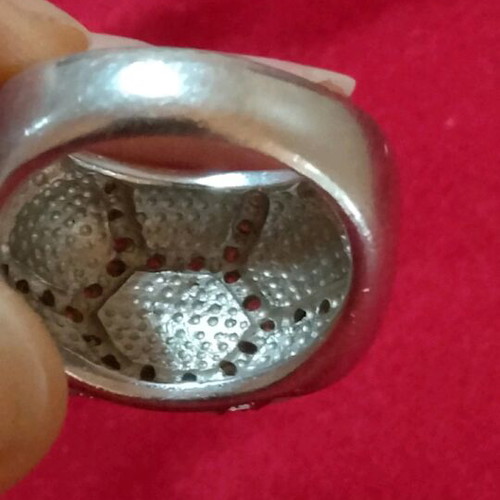 Silver 925 ring like new with purple enamel and pavé crystals