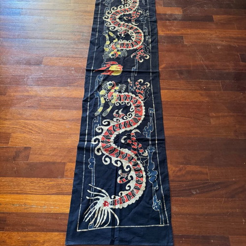 Handmade Batik wall decor Asian dragon cotton fabric