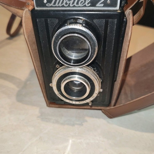 Lubitel 2 red collectible camera like new with original case and strap