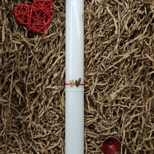 White candle with heart bracelet new