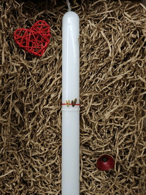 White candle with heart bracelet new