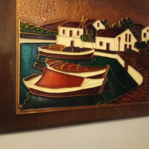Chalcography painting with enamel like new 27x35