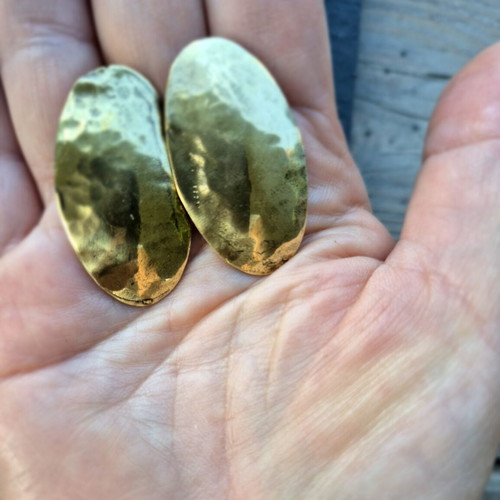 Bronze earrings, partly handmade, gold color
