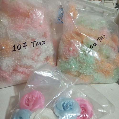 Organza bows new, pack of 207 pieces with 6 pins
