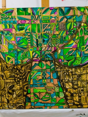 Painting "Kουτιά Ζωής" oil on canvas 50x50 new