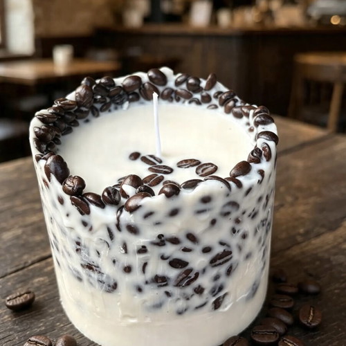 Luxury 3-piece coffee art gift set with large and small mocha scented candles