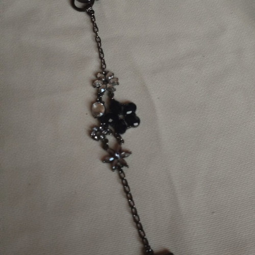 Avon women's bracelet with black and silver-grey stones, anthracite chain