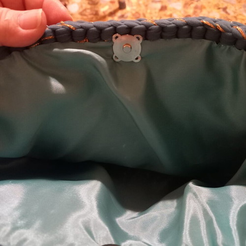 Handmade tulle bag in turquoise with gold handles