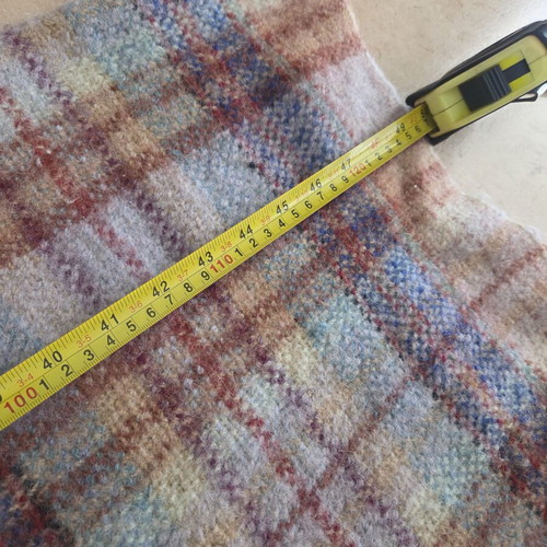 Vintage Pastel Plaid Wool Throw Blanket used with Fringed Edges