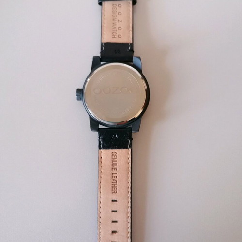 Oozoo watch used, black with leather strap