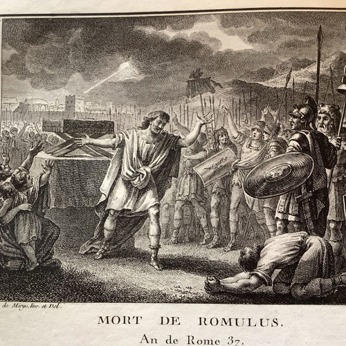 Χαλκογραφία 1770 Ο Θάνατος του Ρωμύλου μεταχειρισμένη 28x21 cm