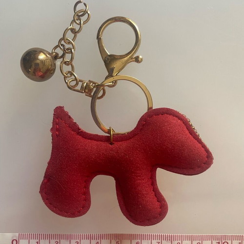 Keychain with rhinestones like new, red with dog design