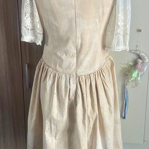 Vintage ecru doll-like dress like new with beige lace blouse