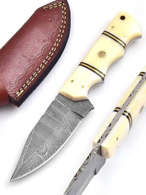 Hunting knife Damascus 10 inches camel bone