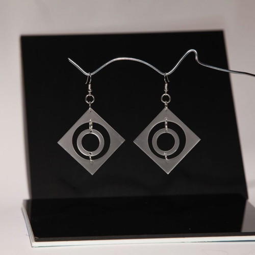 Inner Circle earrings made of recycled plexiglass made to order