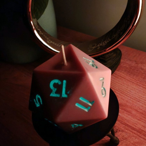 D20 Candle glow in the dark, made with 100% olive oil wax