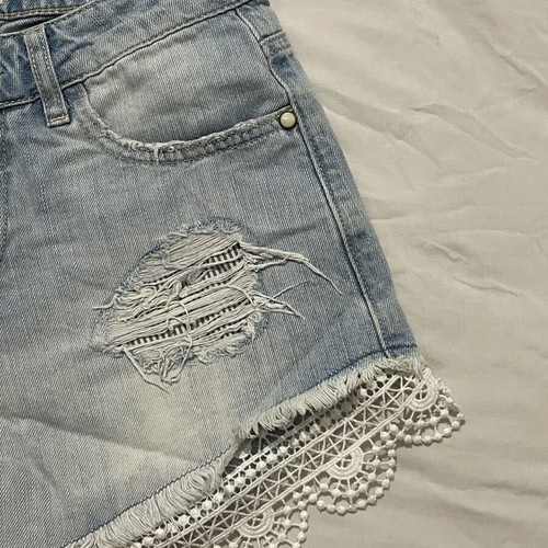 Lynne light blue jean shorts with lace, like new, size S