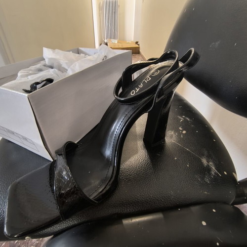 Black sexy high heel sandals, size 39