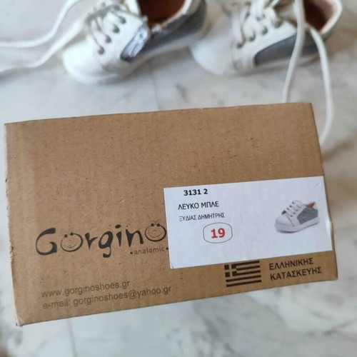 Gorgino baby shoes white-blue new