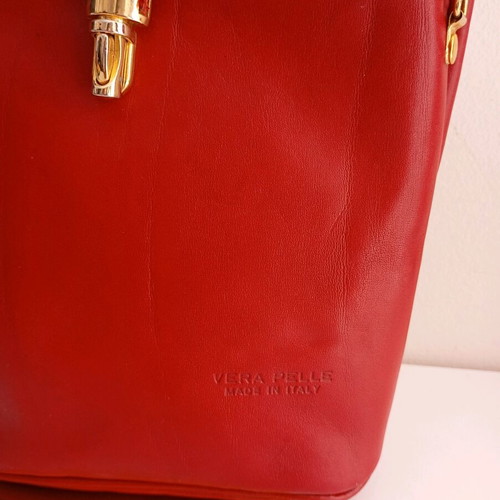 Leather crossbody bag new, Made In Italia, red
