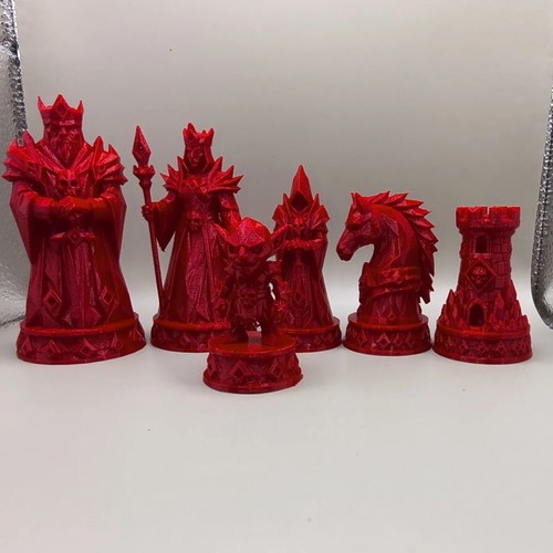 Chess set monsters new, printed, available in white and red