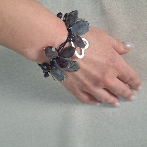 Vally Kontidis 925 silver bracelet with kyanite, amethyst and sapphire