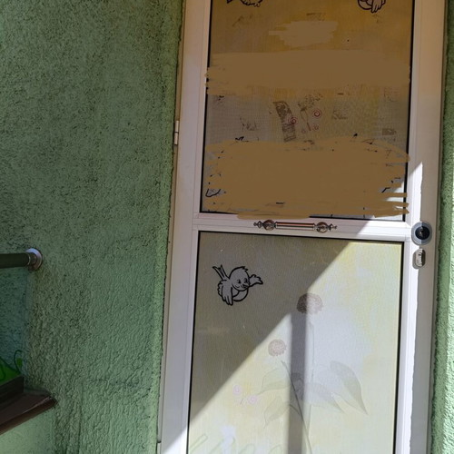 Aluminum Entrance Door with Glass and Transom like new, 2.20m x 1m