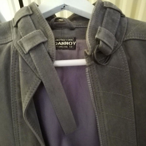Leather suede women's bomber jacket like new, gray, size M