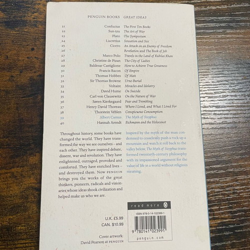 The Myth of Sisyphus by Albert Camus, like new