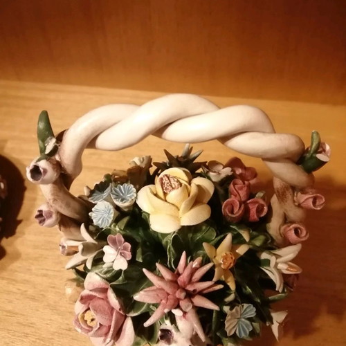 Capodimonte flower basket used decorative porcelain