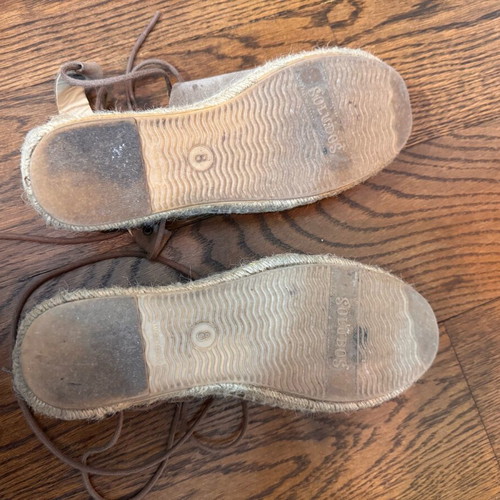 Soludos flat espadrilles used, gray and beige, size 38.5