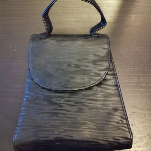 Handbag used, black faux leather, with replacement sling