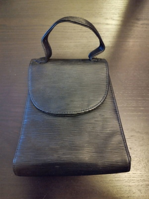 Handbag used, black faux leather, with replacement sling
