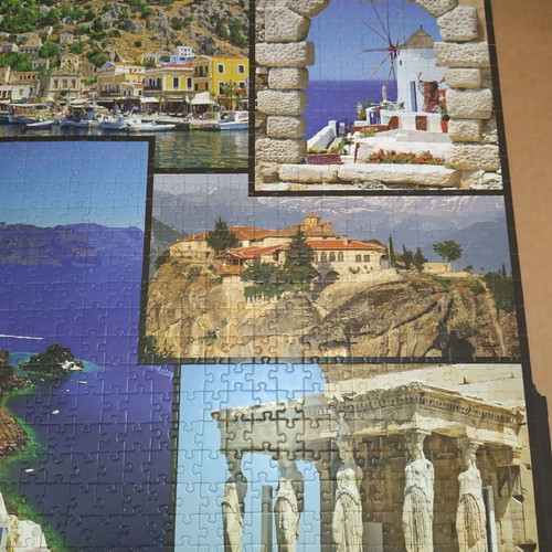 Greece landscapes puzzle used, ready and glued 48x68.5 cm