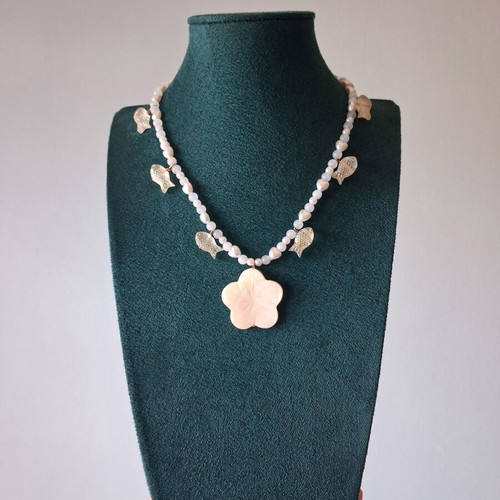 Handmade necklace Frozen Summer new, multicolor with aquamarines and pearls