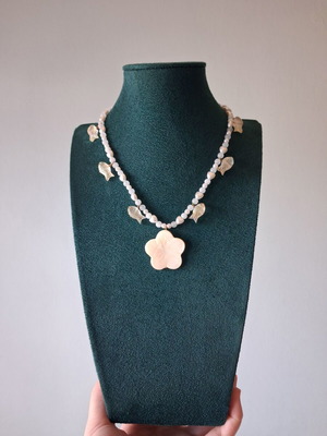 Handmade necklace Frozen Summer new, multicolor with aquamarines and pearls