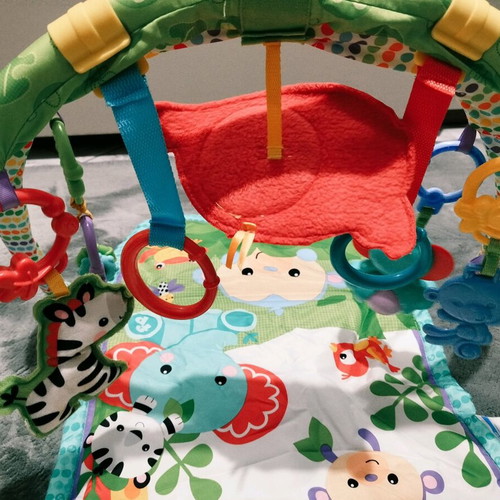 Fisher Price colorful activity gym for newborns used with extra toys