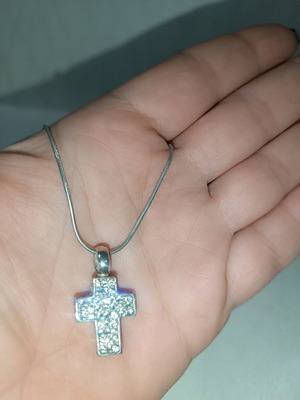 Ασημένιος σταυρός 925 με πέτρες και αλυσίδα 45 εκατοστών