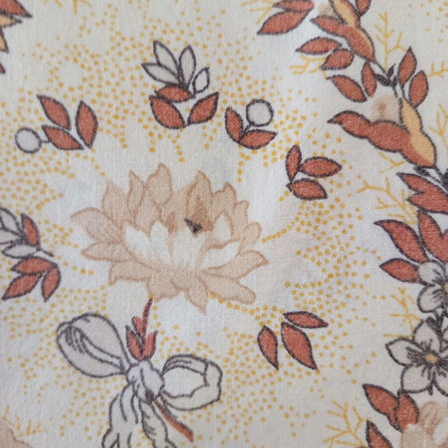 Set of 3 cotton single bed sheets used with beige-brown floral pattern