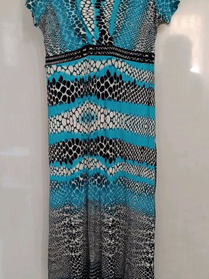 Marks & Spencer long dress like new, turquoise with white and black