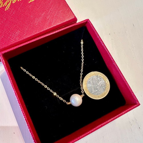 Natural Pearl Necklace 10mm 14K Gold Filled, like new