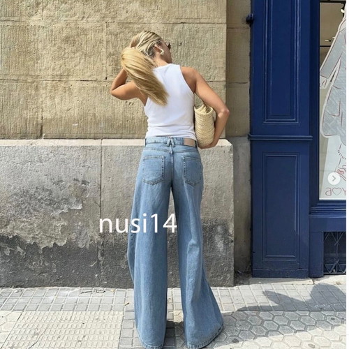 Zara Super Wide Leg Jeans Size XS Like New, 100% Cotton, Blue