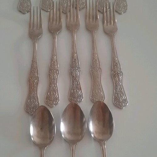 Set of fruit knives, forks and spoons used, vintage, made in Japan