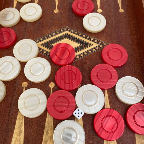 Wooden Backgammon Board 48cm handmade, like new