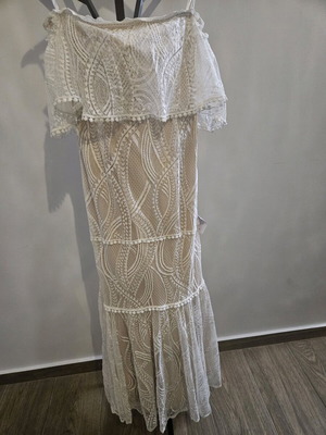 Boho white dress new, size L 40 12