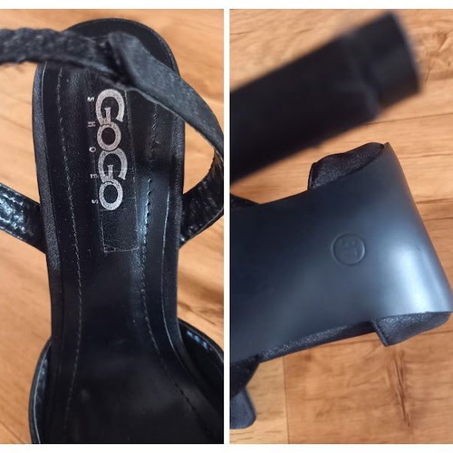 GoGo Shoes black slingback pumps size 37 new with buckle heels