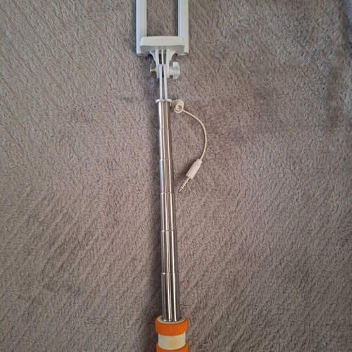 Selfie stick with jack cable used