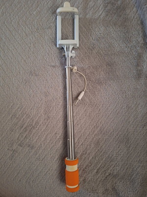 Selfie stick with jack cable used